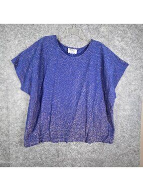 Cervelle Knit Top Short Sleeve Pullover Scoop Neckline Blue Party Women's Sz 3X